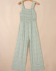 Floral Smocked Square Neck Sleeveless Jumpsuit