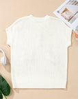 Contrast Bow Tie Short Sleeve Knit Sweater