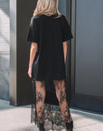 Solid Lace Patchwork Short Sleeve Maxi Dress