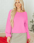 Bow Tie Backless Bubble Sleeve Sweater