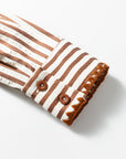 Stripe Embroidered Trim Ruffle Hem Collared Dress
