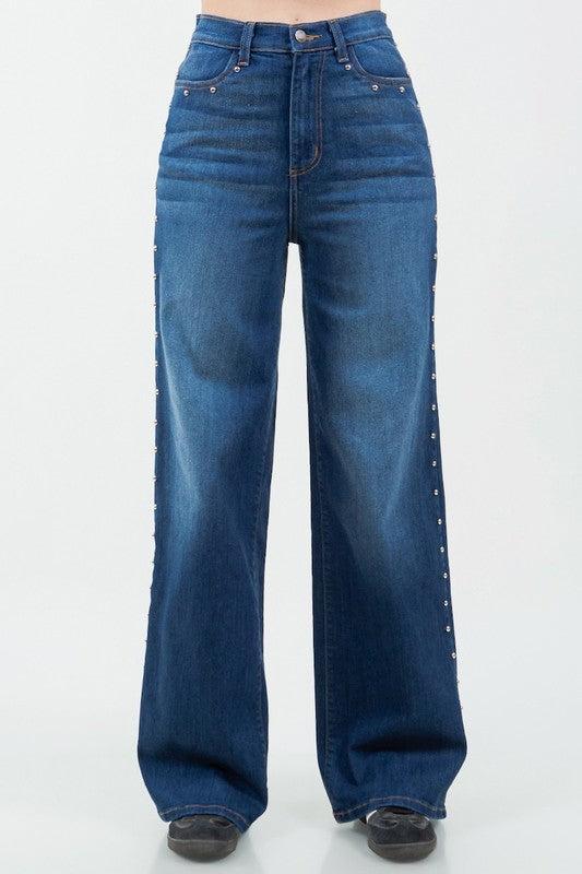 Camila Studded Wide Leg Jean