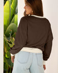 Flower Patchwork Raw Edge Drop Shoulder Top