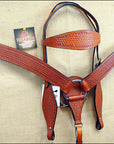 Hilason Western Headstall & Breast Collar Set Horse American Leather Tan