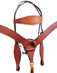Hilason Western Headstall & Breast Collar Set Horse American Leather Tan
