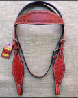 HILASON Western Horse Headstall Breast Collar Set Tack Genuine American Leather Barb Wire Mahogany