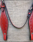 HILASON Western Horse Headstall Breast Collar Set Tack Genuine American Leather Barb Wire Mahogany