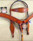 Hilason Western Headstall & Breast Collar Horse American Leather Saddle Tan