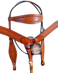 Hilason Western Headstall & Breast Collar Horse American Leather Saddle Tan