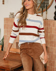 Stripe Drop Shoulder Exposed Seam Sweater