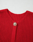 Solid Textured Buttoned Oversized Sweater Vest