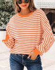 Stripe Reverse Seam Drop Shoulder Top