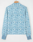 Floral Puff Sleeve Button-Up Shirt