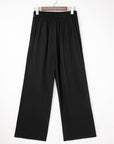 Solid Pleated Pull-On Straight Leg Pants