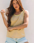 Metallic Contrast Trim Scoop Neck Tank Top