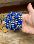 Lapis & Sterling Silver Bracelet – 6.5 Inch + Extender – 8 mm Round Beads