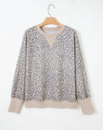 Leopard Patchwork Crew Neck Sweatshirt