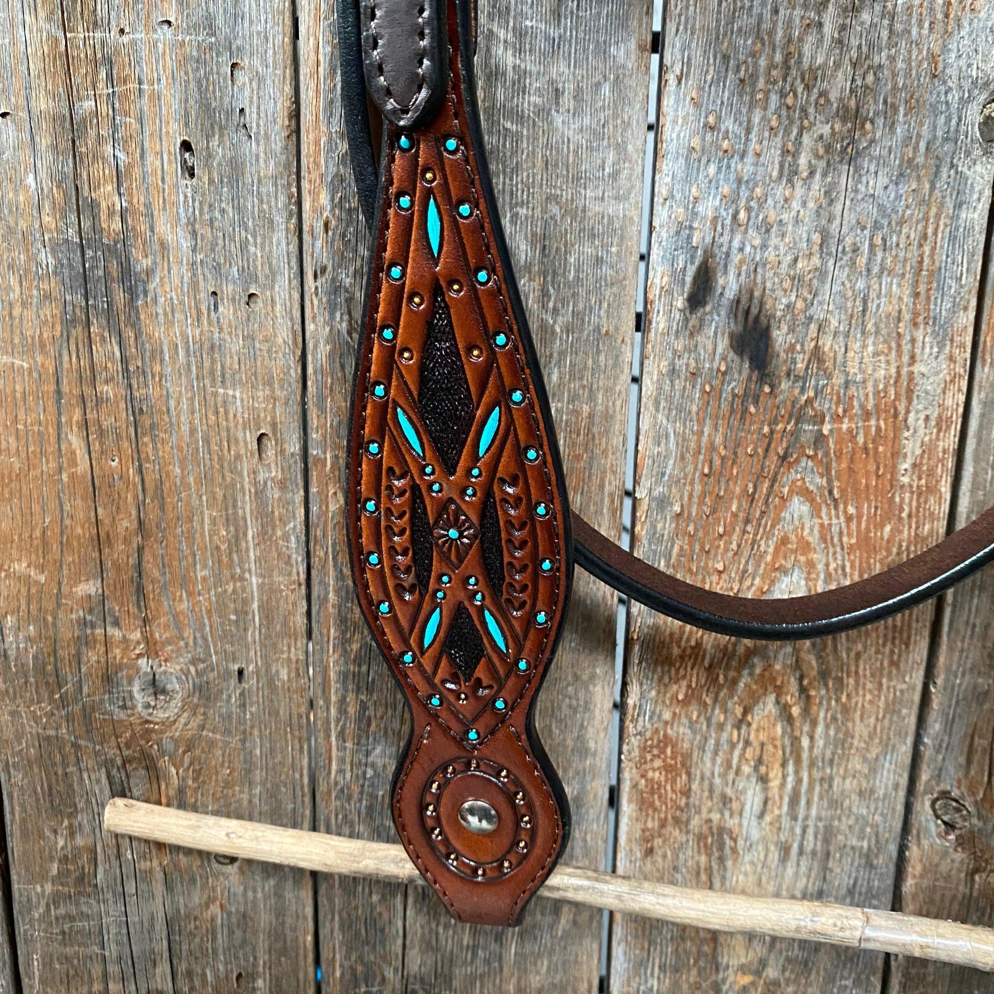 Hand Painted Two Tone Browband Headstall/Bridle 