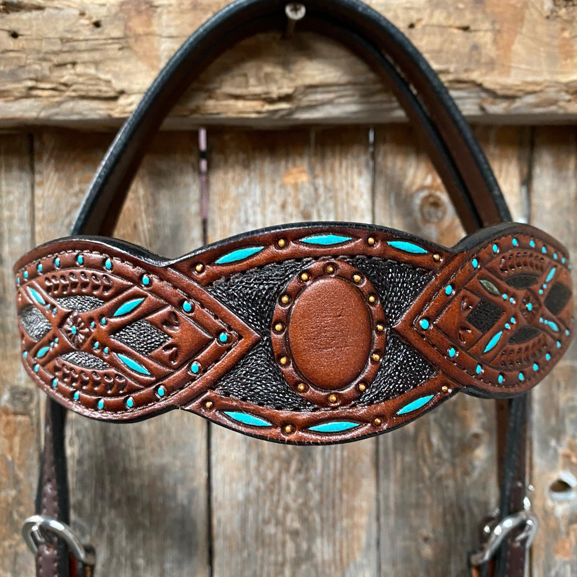 Hand Painted Two Tone Browband Headstall/Bridle 