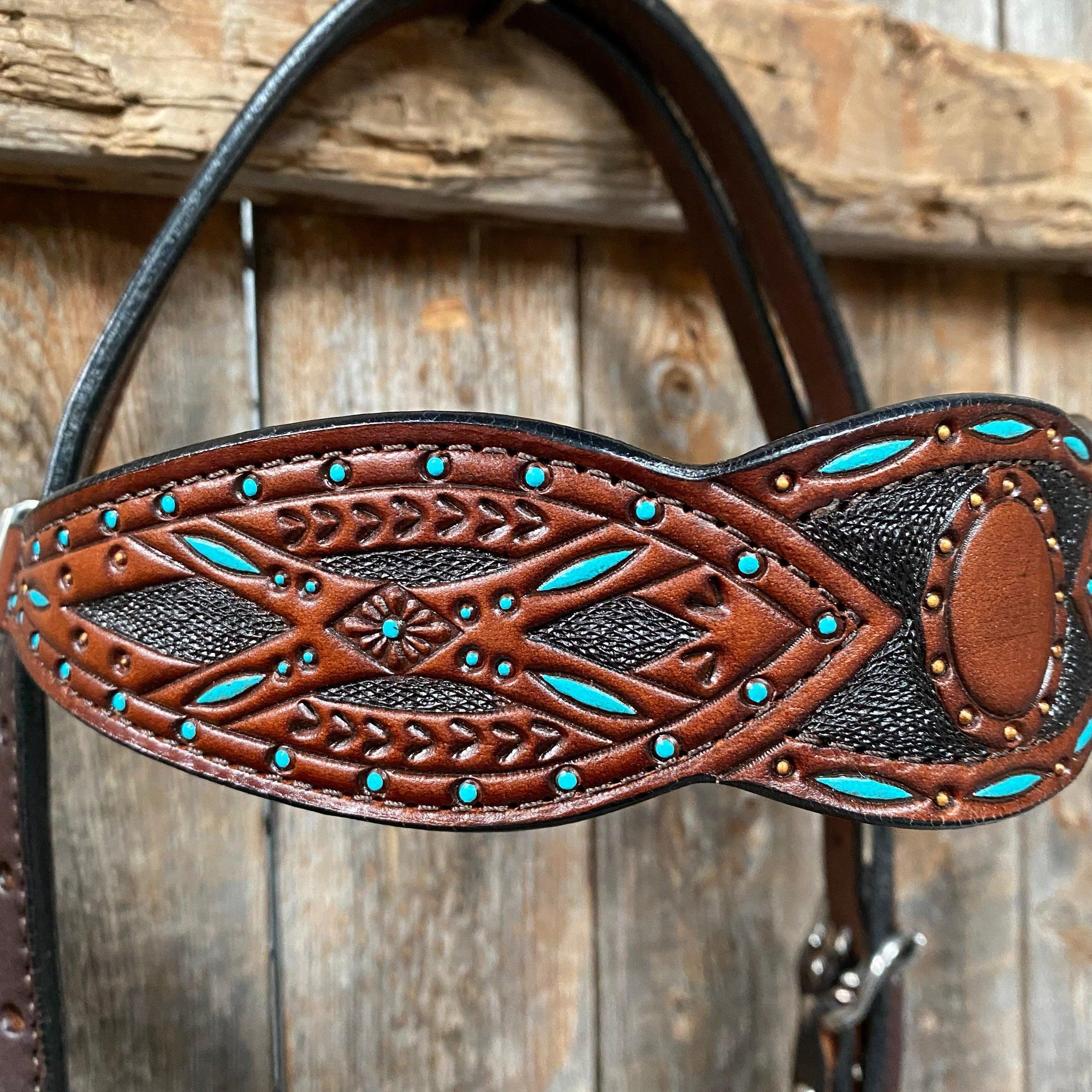 Hand Painted Two Tone Browband Headstall/Bridle 