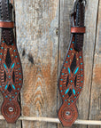Hand Painted Two Tone One Ear Headstall/Bridle 