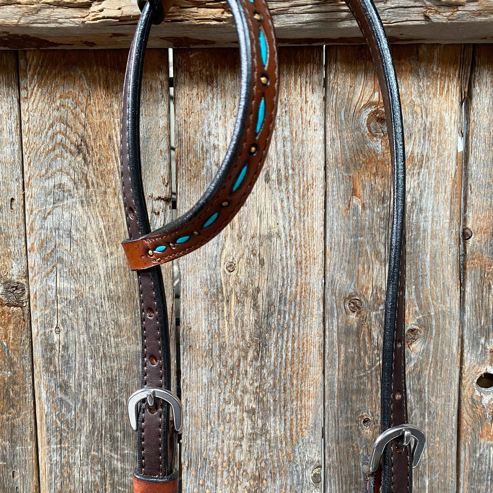 Hand Painted Two Tone One Ear Headstall/Bridle 