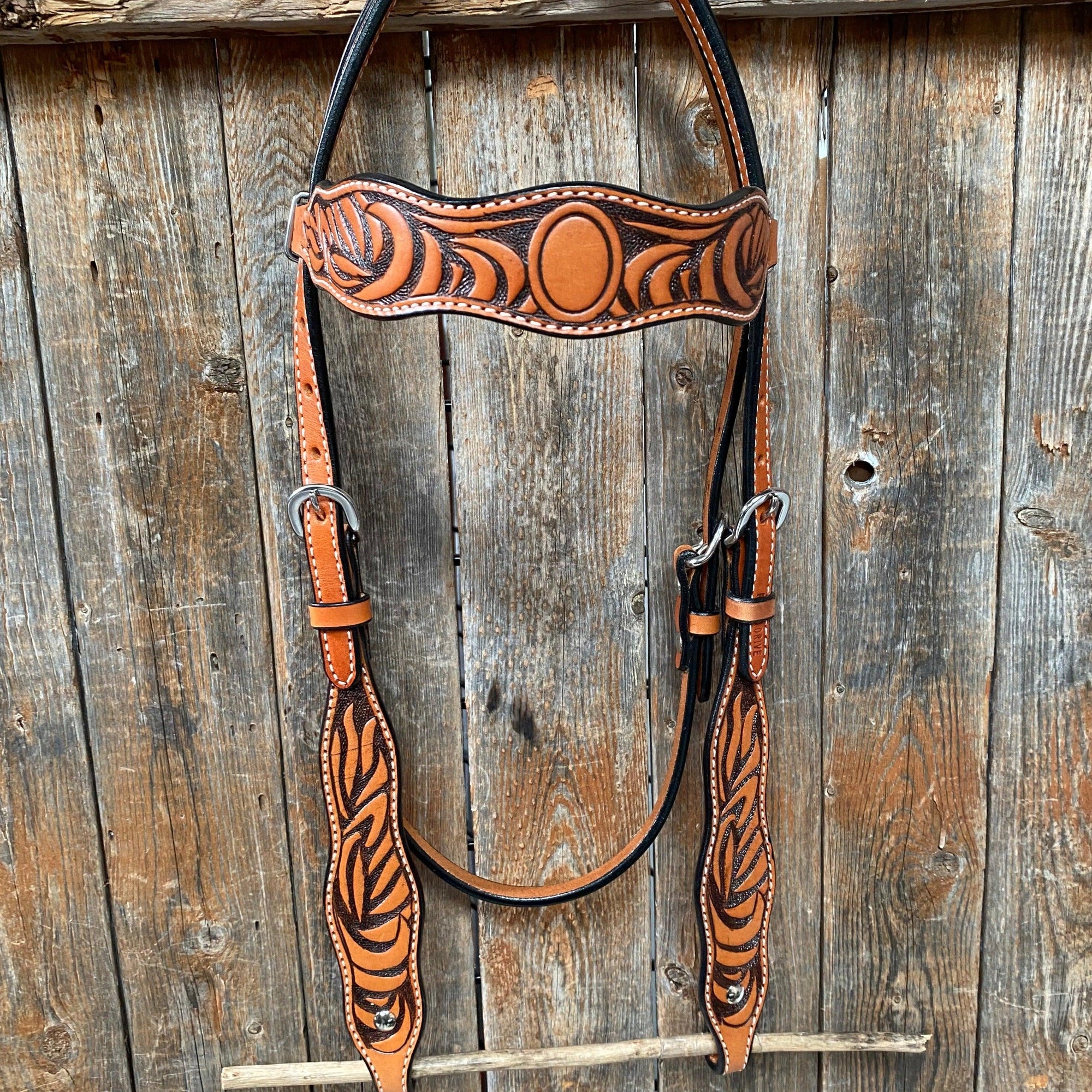 Two Tone Zebra Striped Browband Headstall/Bridle 