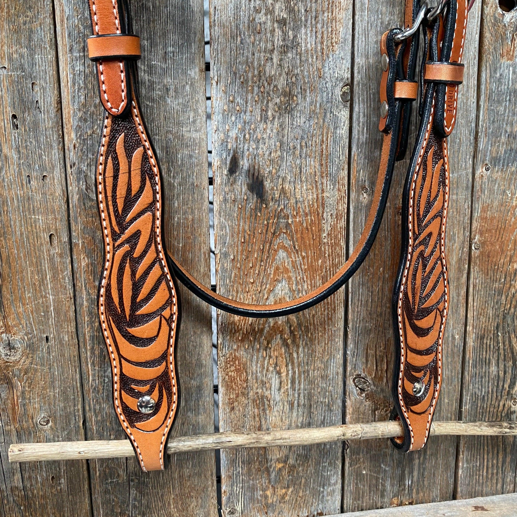 Two Tone Zebra Striped Browband Headstall/Bridle 