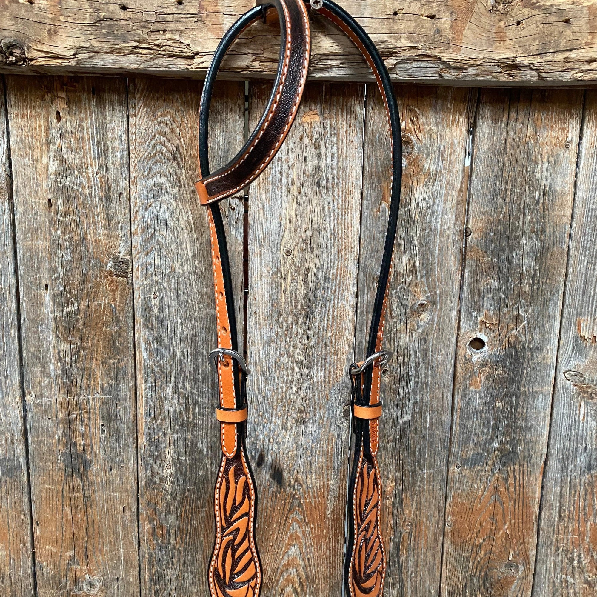 Two Tone Zebra Striped One Ear Headstall/Bridle 