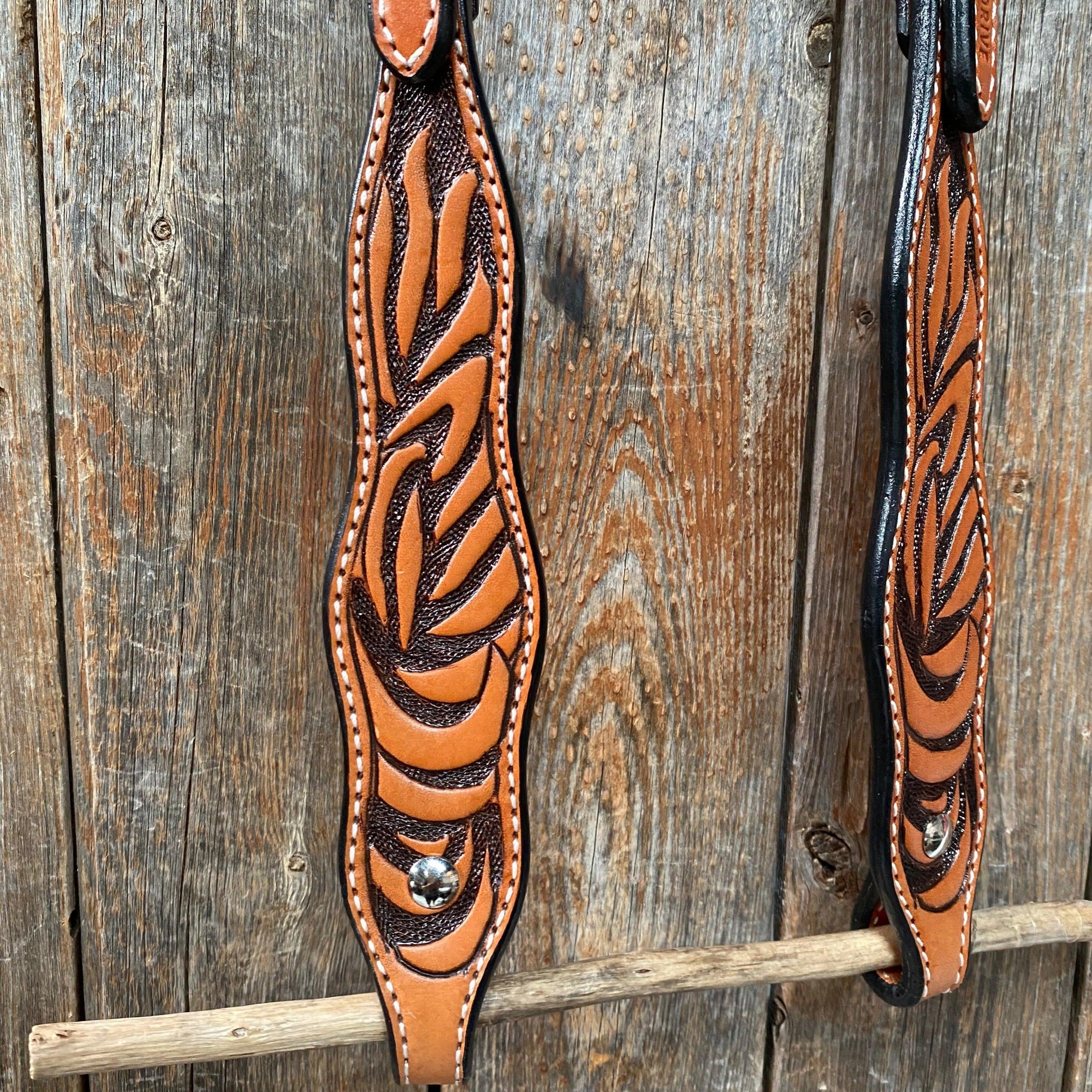 Two Tone Zebra Striped One Ear Headstall/Bridle 