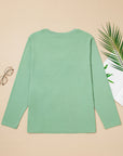Plus Size Floral Applique Mineral Wash Long Sleeve Top