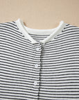 Stripe Contrast Trim Cap Sleeve Button-Up Cardigan