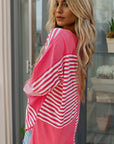 Stripe Patchwork Long Sleeve Tunic Top