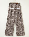 Leopard Terry Knit Wide Leg Pants