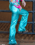 SIGNATURE TROUSERS - TURQUOISE METALLIC