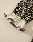 Leopard Stripe Colorblock Trim V-Neck Mini Dress