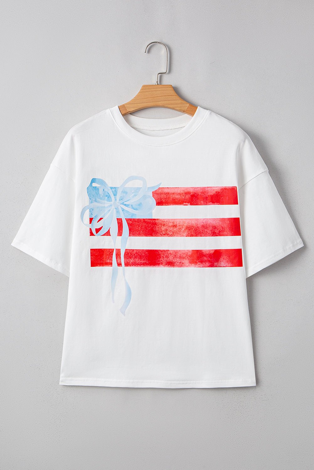 USA Flag Bow Crewneck Graphic Tee