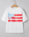 USA Flag Bow Crewneck Graphic Tee