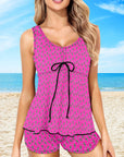Baha Ranch Hot PInk Lightning Bolt Tankini Boy Shorts Swim Set