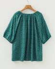 Plus Size Boho Floral Boho Notch V-Neck Top