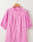 Arielle Embroidered Hollow-out Puff Sleeve Blouse