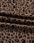 Leopard Ribbed Trim Long Sleeve Top