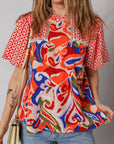 Paisley Geometric Patchwork Puff Sleeve Blouse