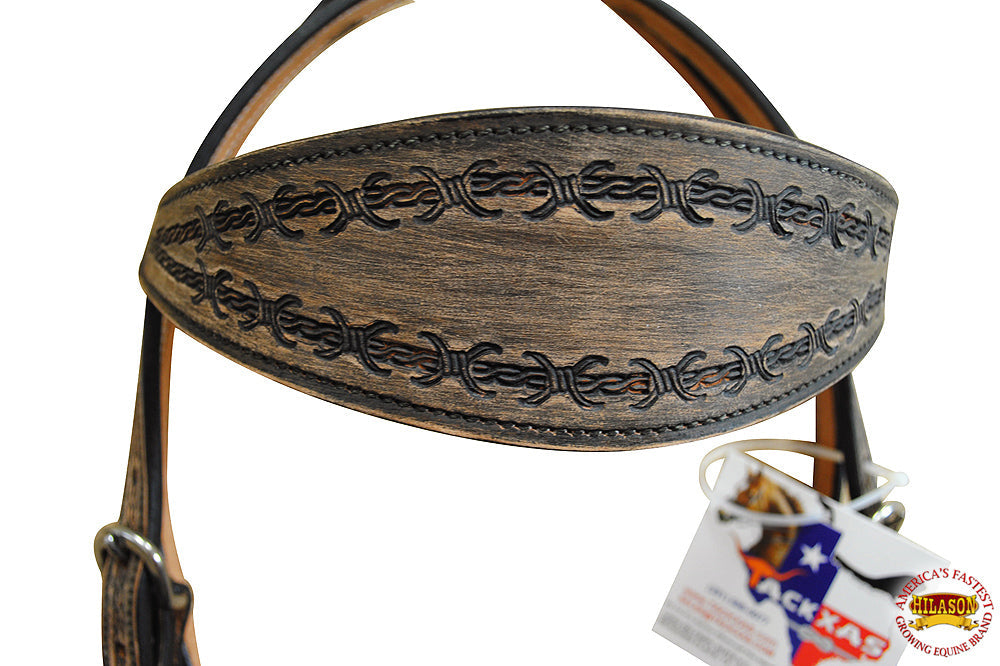 Hilason Western Horse Headstall &amp; Breast Collar Tack American Leather Rough Out