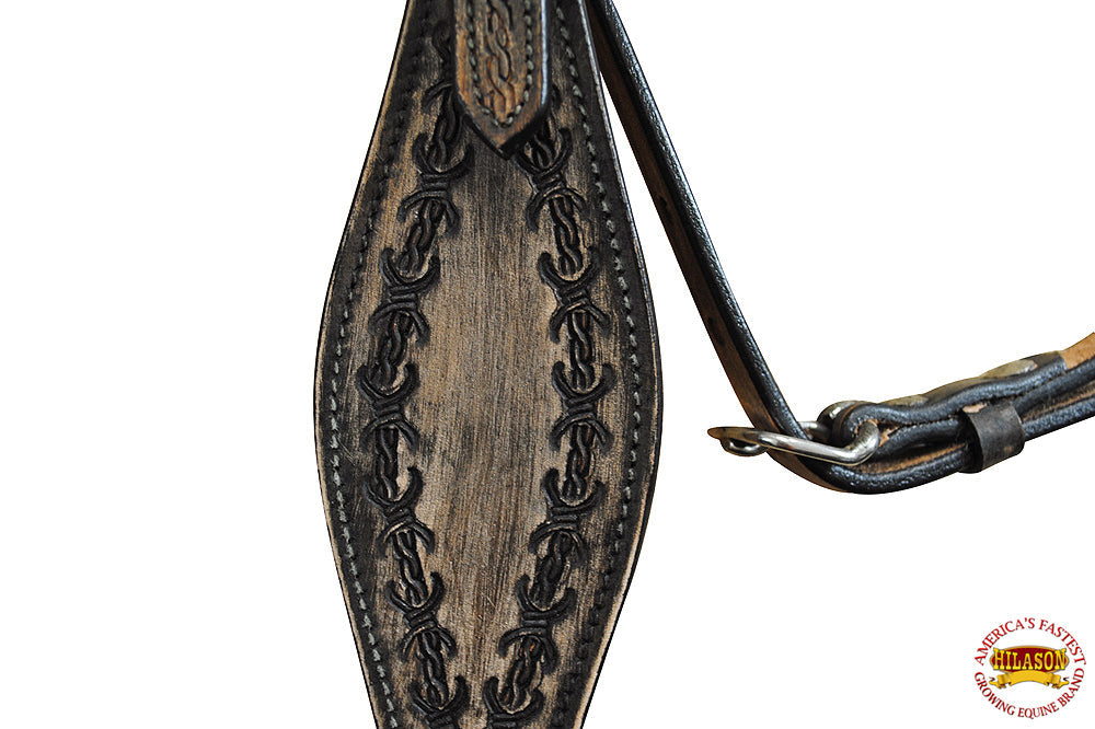 Hilason Western Horse Headstall &amp; Breast Collar Tack American Leather Rough Out