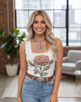 Floral Scallop Square Neck Knit Sweater Top