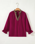 Deborah Flounced Bracelet Sleeve Blouse