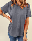 Solid Short Sleeve Crew Neck Tee