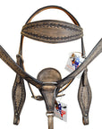 Hilason Western Horse Headstall & Breast Collar Tack American Leather Rough Out