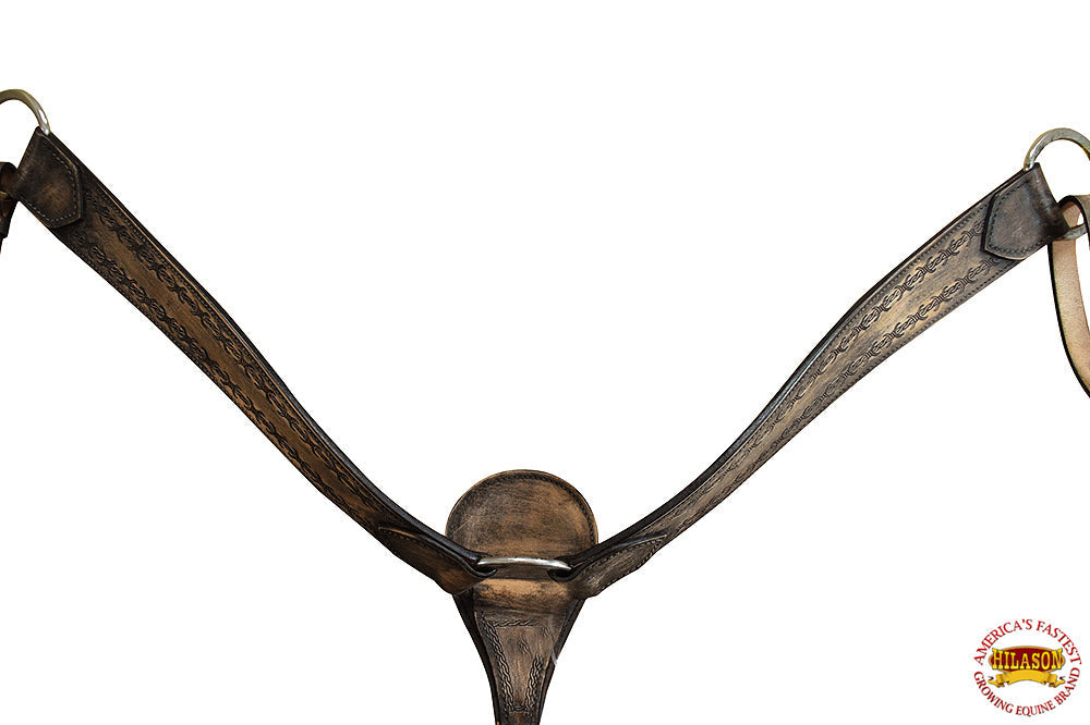 Hilason Western Horse Headstall &amp; Breast Collar Tack American Leather Rough Out